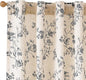 Black Vintage Floral Linen Curtains Farmhouse 38W X 63L 2 Panels | Elisa Series by Lazzzy