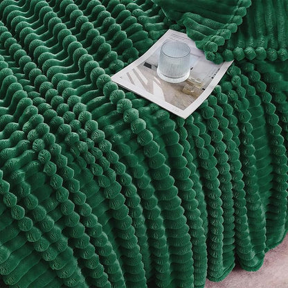 Christmas Green Throw Blanket for Couch Sofa 50"x60" Striped Design | Fleece - Image 5