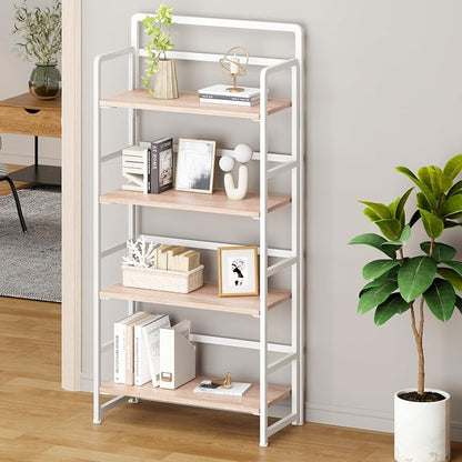 No Assembly Folding Bookshelf, 4 Tiers Collapsible Book Shelf - Image 2