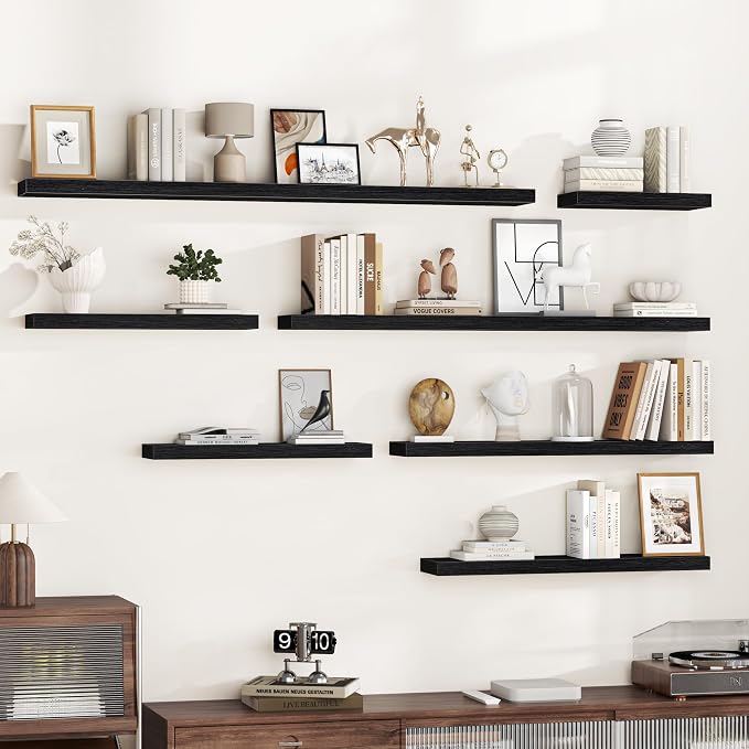 Fun Memories 32 Inch Floating Shelves Wall-Mounted, Rustic Wood Shelf - Image 6