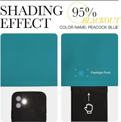 NICETOWN Peacock Blue Blackout Curtains Panels - Image 5
