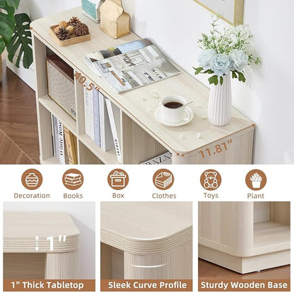 Joaxswe 6 Cube Bookcase, Wood Low Floor Standing Bookshelf - Image 4