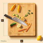 Riveira Cutting Boards For Kitchen – Gourmet Bamboo Grandeur: 12 x 10 Wood Cutting Board – Natural Bamboo Cutting Board – Innovative Juice Grooves Wooden Cutting Boards For Kitchen