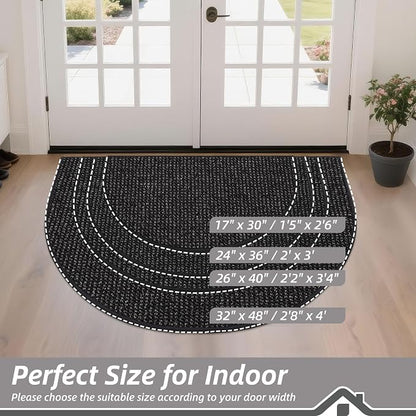 BEQHAUSE Dirt Trapper Door Mat 32" x 48" Half Circle Non Slip Rugs, Absorbent - Image 2