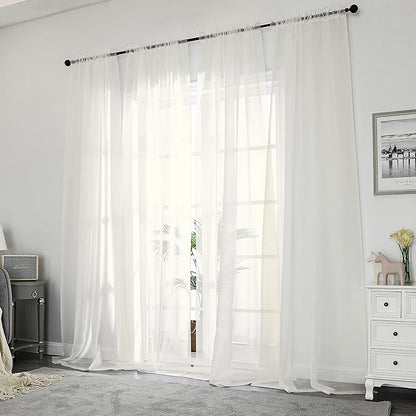 Chyhomenyc Ivory Sheer Curtains 84 Inches Long - Image 2