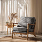 VINGLI Solid Wood Wide Armrests Accent Chair, Upholstered Mid Century Modern by VINGLI