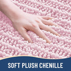 Arotive Luxury Chenille Bathroom Rug Mat, Extra Soft Thick Absorbent Shaggy Bath Rugs, Non-Slip Machine Wash Dry, Plush Bath Mats for Bathroom, Shower and Tub, 30x20, Pink
