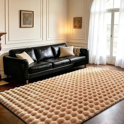 Coffee Rabbit Plush Rug 5'x7', Fluffy Shaggy Area Rug by CHOVY