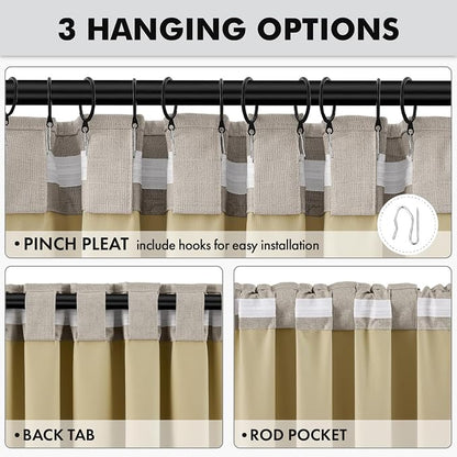 MIULEE 100% Blackout Linen Curtains 42 x 84 Inch Pebble Taupe 2 Panels | - Image 5