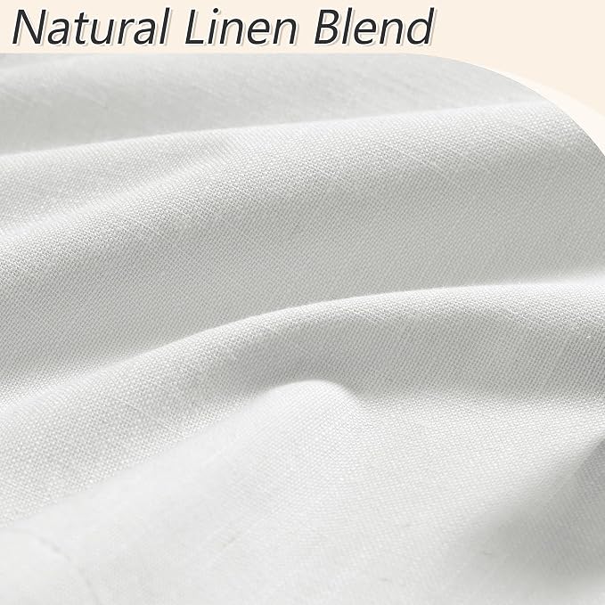 White 100% Blackout Linen Curtains 60 Inch Wide by 102 Inch - Image 4