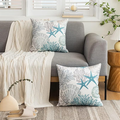 Tritard Nautical Coastal Throw Pillow Covers 16x16 Set of 2 Beach Themed Ocean - Image 4