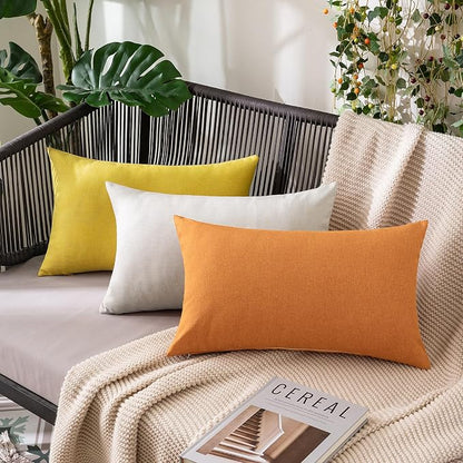 MIULEE Pack of 2 Decorative Outdoor Solid Waterproof Throw Pillow Covers Faux - Image 5