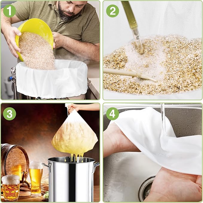 Chumia 20 Pack Brew Bags Reusable Extra Large 26 x 22'' Fine Mesh Strainer Cold Brew Filters Drawstring Cheese Cloth Straining Bags Wine Making Supplies for Fruit Cider Beer