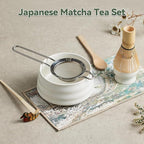 Japanese matcha set, matcha whisk and bowl, matcha sieve, matcha whisk holder, and matcha spoon - 8pcs Matcha Set (white)