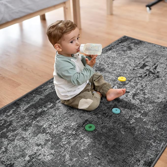 3x10 Black Rug Runners for Hallways Kitchen Runner Rug Non Slip Washable Black - Image 5