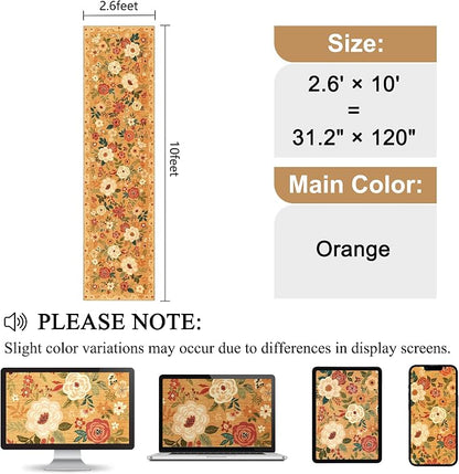 DUKINO 2.6x10 Runner Rug for Hallway, Washable Kitchen Rugs Non Slip Orange | - Image 2