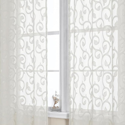 Furman Sheer Ivory Curtains 84 inches Long by OWENIE