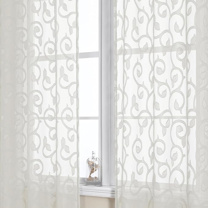 Furman Ivory Sheer Curtains 90 inches Long by OWENIE