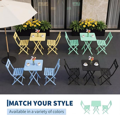 GarveeTech 3-Piece Folding Bistro Set, Heavy Duty Outdoor Patio Furniture - Image 5