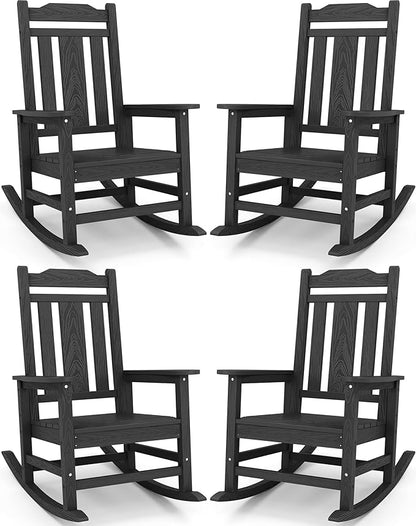 SERWALL Oversized Rocking Chair, HDPE Outdoor Rocking Chairs Set of 4, Patio by SERWALL