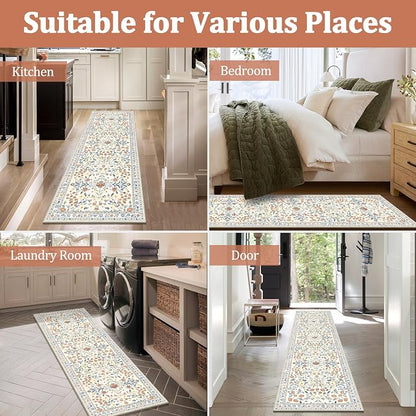 Yamaziot 2x5 Washable Hallway Runner Rug Non Slip Carpet, Colorful Beige | Soft - Image 6