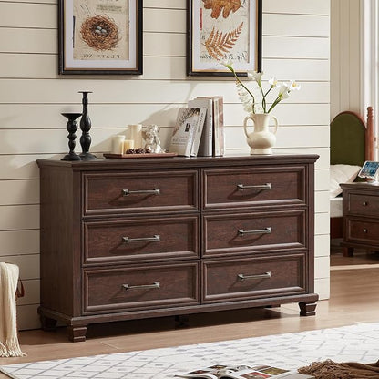 SAVOR LIFE Farmhouse Espresso 6 Drawer Dresser - Image 6