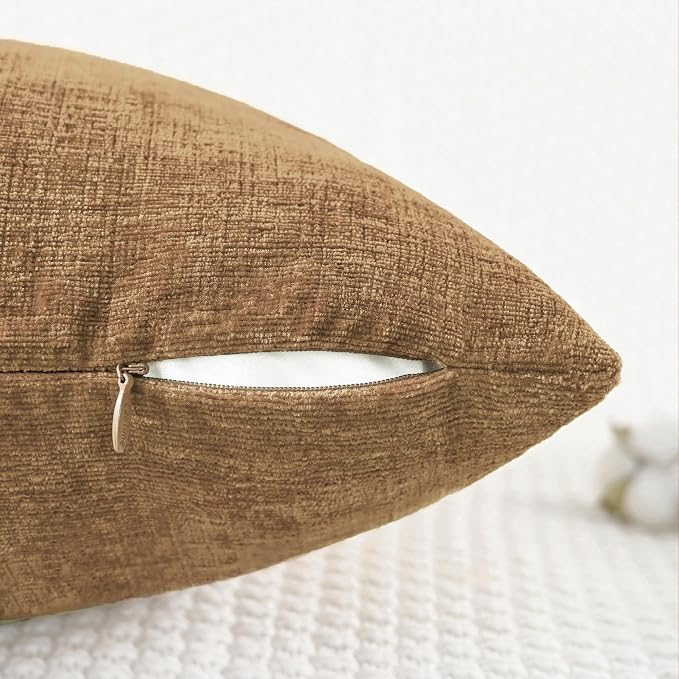 CaliTime Decorative Couch Throw Pillow Covers 26 X 26 Inches Apricot Brown | - Image 3