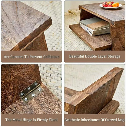 Japanese Floor Table, Japanese Coffee Table, Retro Japanese Wooden End Table - Image 6