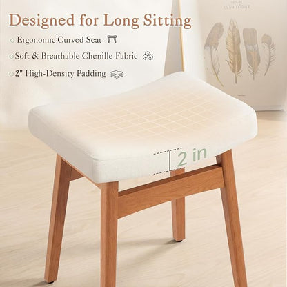 LUE BONA Solid Wood Vanity Bench Stool, 17.3" H Ergonomic Saddle Stool - Image 3