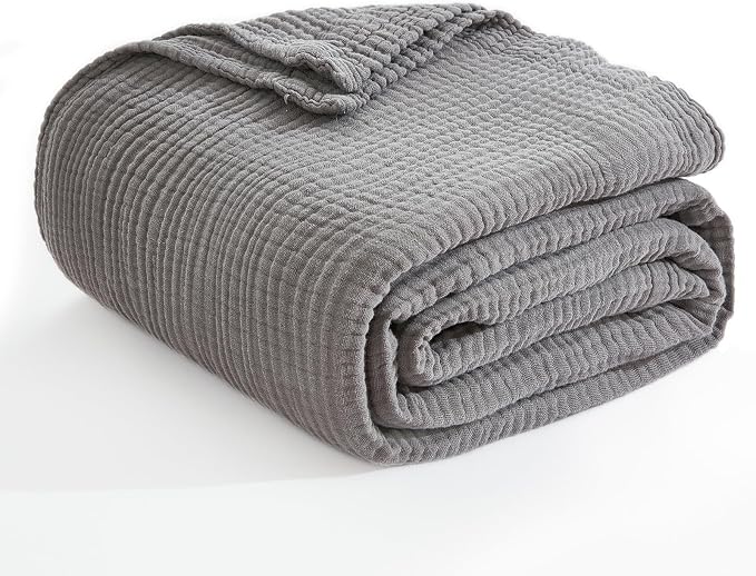 EMME Muslin Blankets for Adults Grey Small Blanket 40" x 50" | Throw Blanket - Image 5