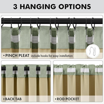 MIULEE 100% Blackout Linen Curtains 42 x 63 Inch Sage Green 2 Panels | Thermal - Image 5