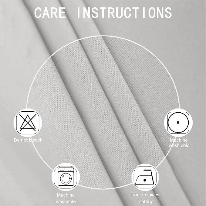 Blackout Curtains 52 x 95 inch/Light Grey Curtains Set of 2 Panels/Thermal - Image 4