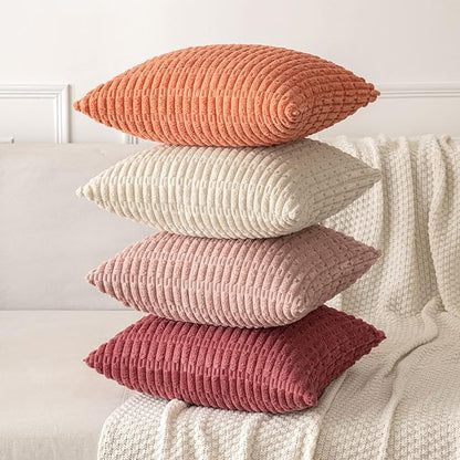 MIULEE Corduroy Decorative Throw Pillow Covers 16x16 Crimson Pack of 2 | Soft - Image 4