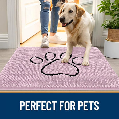 OLANLY Dog Door Mat for Muddy Paws 30x20, Paw Print Design Chenille Mud Mat | - Image 6