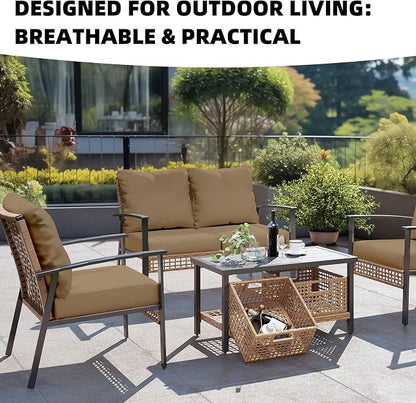 8Pcs Outdoor Cushion Covers, Elastic Patio Cushion Covers | Washable, - Image 4