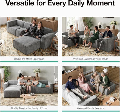Novilla 109" Modular Sectional Sofa, No Assembly Cloud Sectional Couch - Image 11