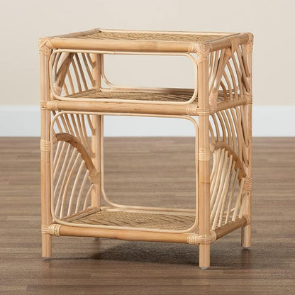 bali & pari Baara Modern Bohemian Natural Rattan Nightstand - Image 8