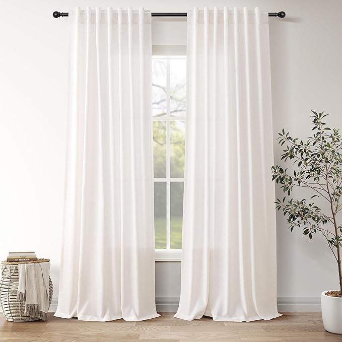 Semi Sheer Linen Curtains 120 Inches by Nanspring
