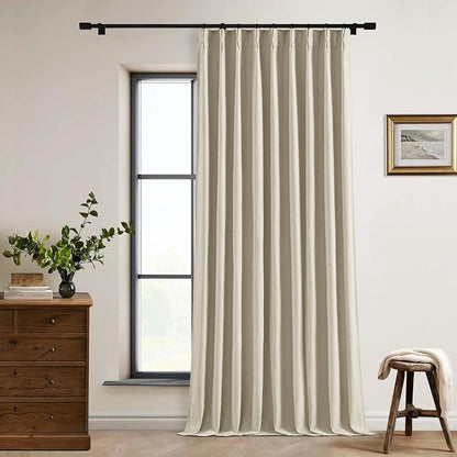 Extra Wide Burlywood Birch Pleated Blackout Linen 60 x 96 Inch Curtains | 100% by Twodrapes
