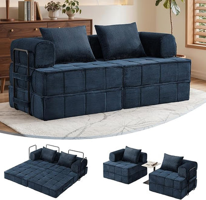 Korser Folding Convertible Sofa Bed, Corduroy Upholstered Boneless Couch by KORSER
