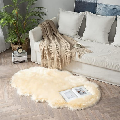 MIULEE Fluffy Area Rug 3x5 ft Faux Fur Sheepskin Rug Light Yellow | Luxury - Image 7