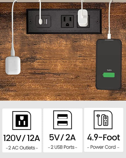 TUTOTAK End Table with Charging Station, Side Table with USB Ports and Outlets - Image 8