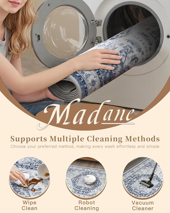 Madane Washable Area Rug 2x3 Small Entryway Rugs Non-Slip, Low Pile Floor Carpet - Image 8