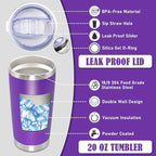 20 oz Tumbler Coffee Tavel Tumblers Bulk with Lid Stainless Steel Double Wall Vacuum Insulated Mug Powder Coated Cups fit Car Cupholder for Hot and Cold - Purple, 8Pack