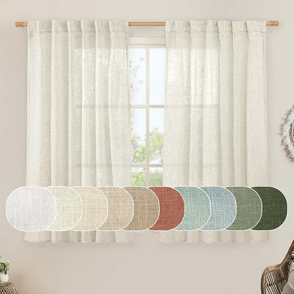 Short Linen Curtains 45 Inches Long by LAMIT