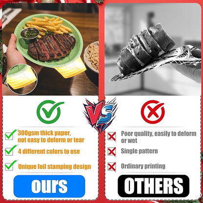 OuMuaMua 150Pcs Christmas Paper Plates and Napkins Set Disposable, Heavy Duty Christmas Light Bulb Design Party Supplies Serve 50, Fancy Disposable Dinnerware Set for Holiday Home Xmas Party Decor