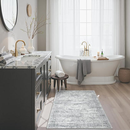 Soalmost 2x3 Washable Rugs for Kitchen, Small Area Rug Grey | Non-Slip Vintage - Image 9