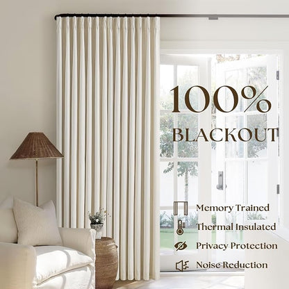 Cream Beige Linen Black Out 96 Inch Curtains - Image 3