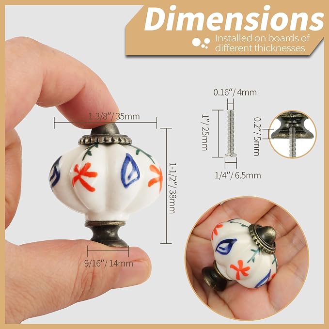 Ivory Pumpkin Knobs 2 Pack Ceramic Cabinet Knobs Vintage Drawer Pulls - Image 4