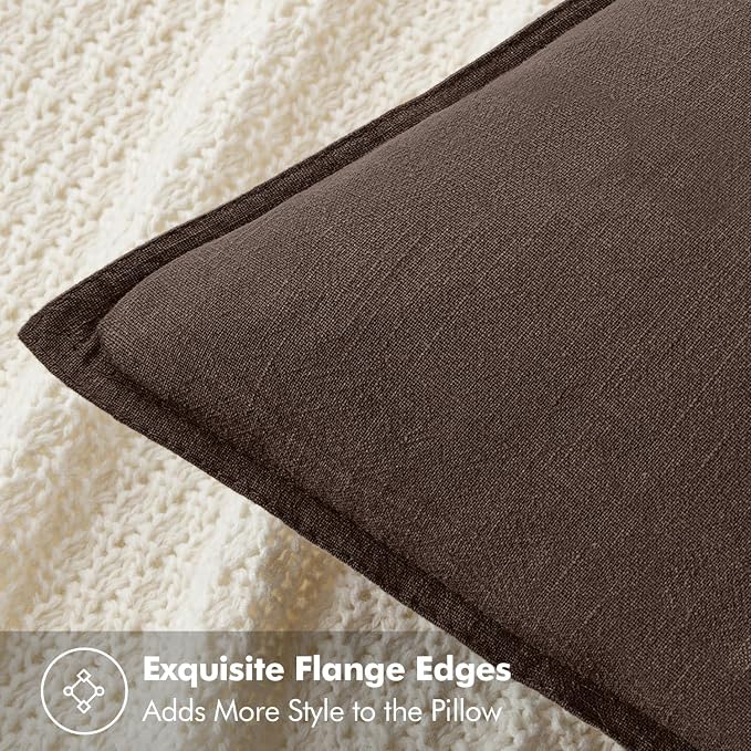MIULEE Decorative Linen Lumbar Pillow Covers 12x20 Inch Reddish Brown | Boho - Image 2